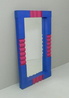 Blue and Pink Mirror by Erik Höglund, Boda Glass, Sweden, 1967