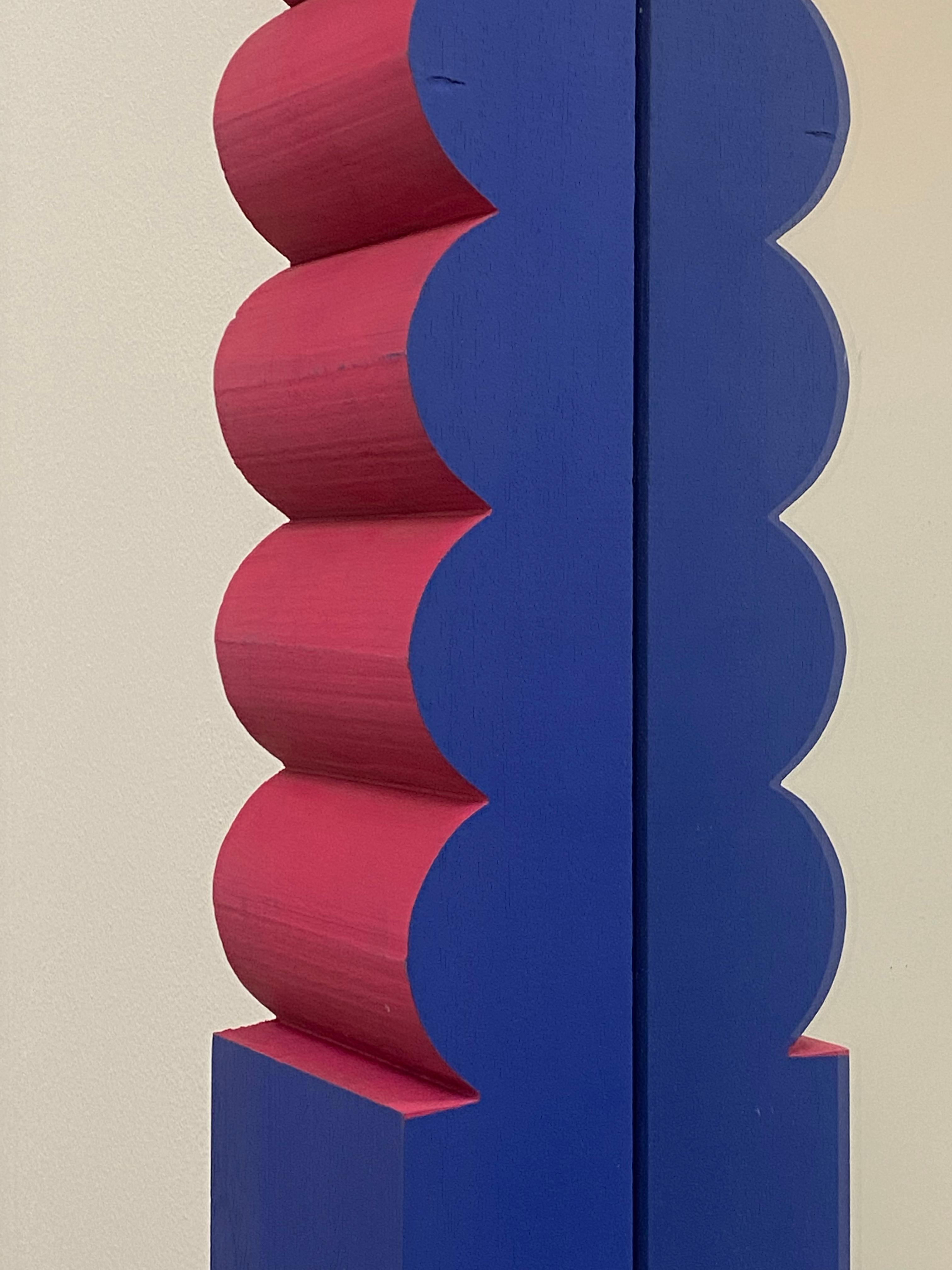 Modern Blue and Pink Mirror by Erik Höglund, Boda Glass, Sweden, 1967