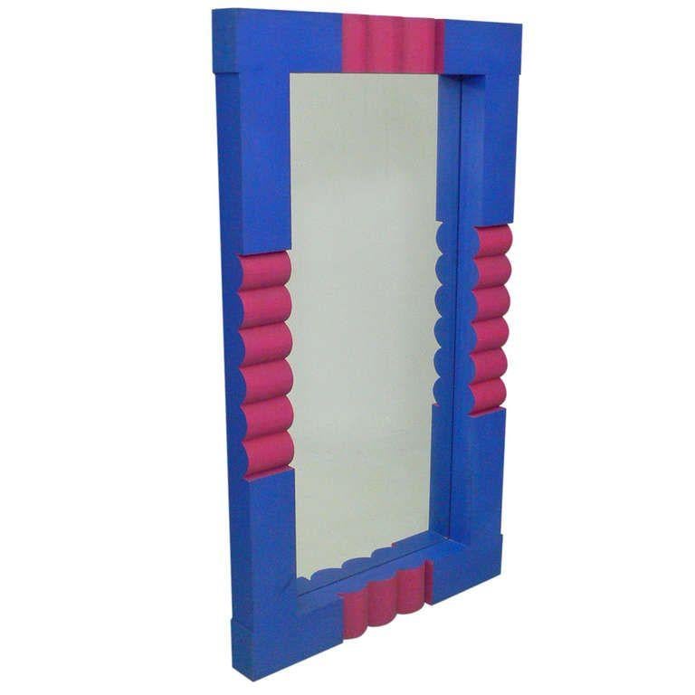 Blue and Pink Mirror by Erik Höglund, Boda Glass, Sweden, 1967 1