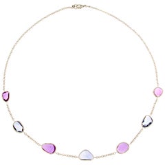 Alex Jona Blue and Pink Sapphire 18 Karat White Gold Necklace