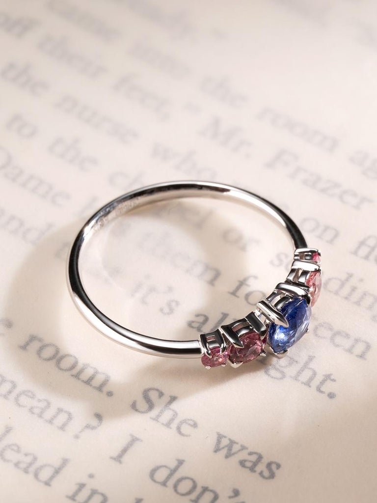 Blue Pink Sapphire Engagement ring White Gold Promise ring For Sale at 1stDibs gay engagement ring