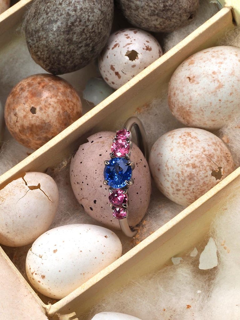 Blue Pink Sapphire Engagement ring White Gold Promise ring For Sale at 1stDibs gay engagement ring