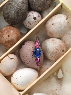 Blue Pink Sapphire Engagement ring White Gold Promise ring