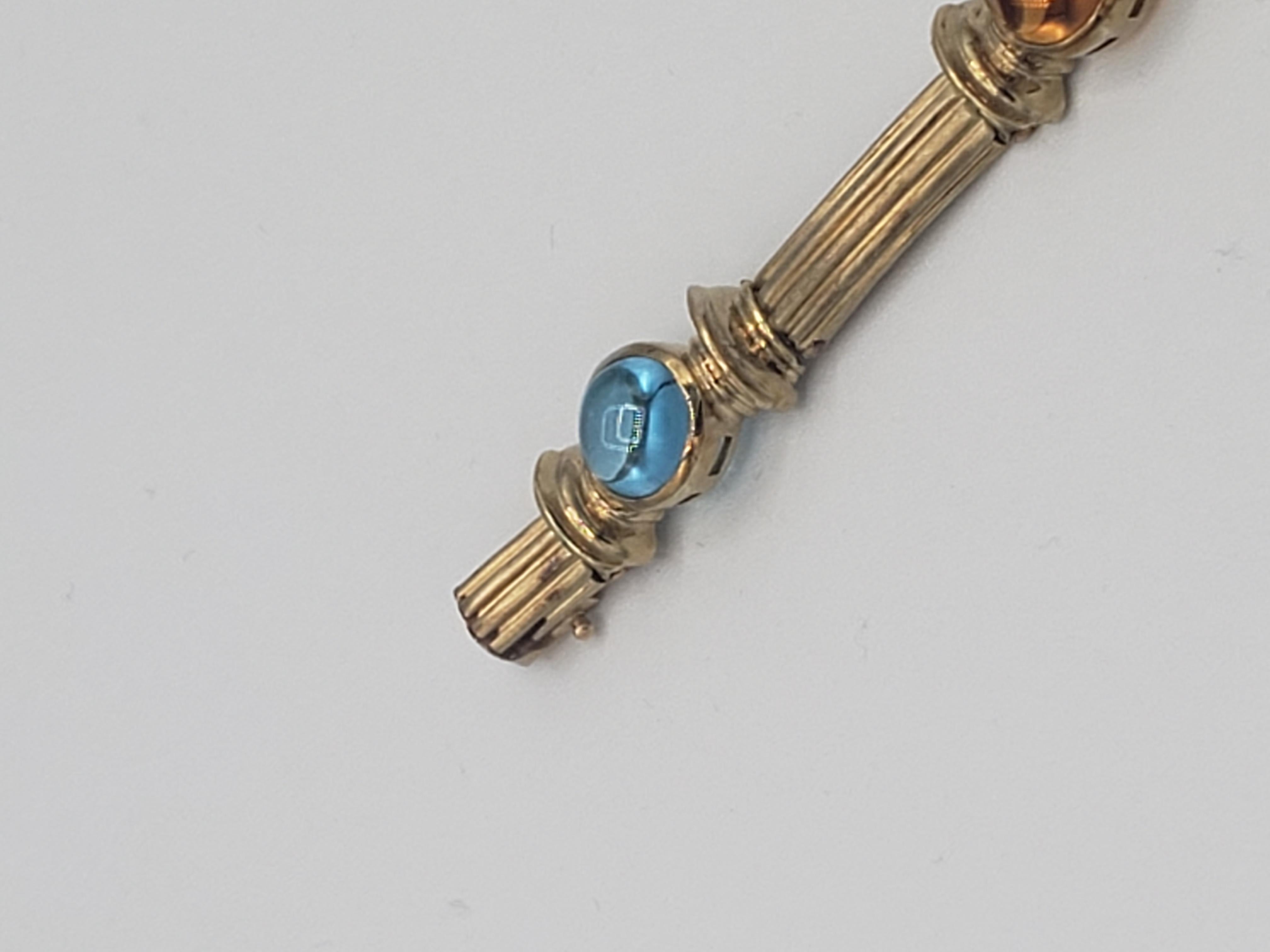 Armband aus 14 Karat Gelbgold mit blauem und rosa Turmalin, Amethyst und Citrin, NEU im Angebot 2