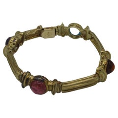 Blue and Pink Tourmaline, Amethyst, Citrine Bracelet in 14k Solid Yellow Gold