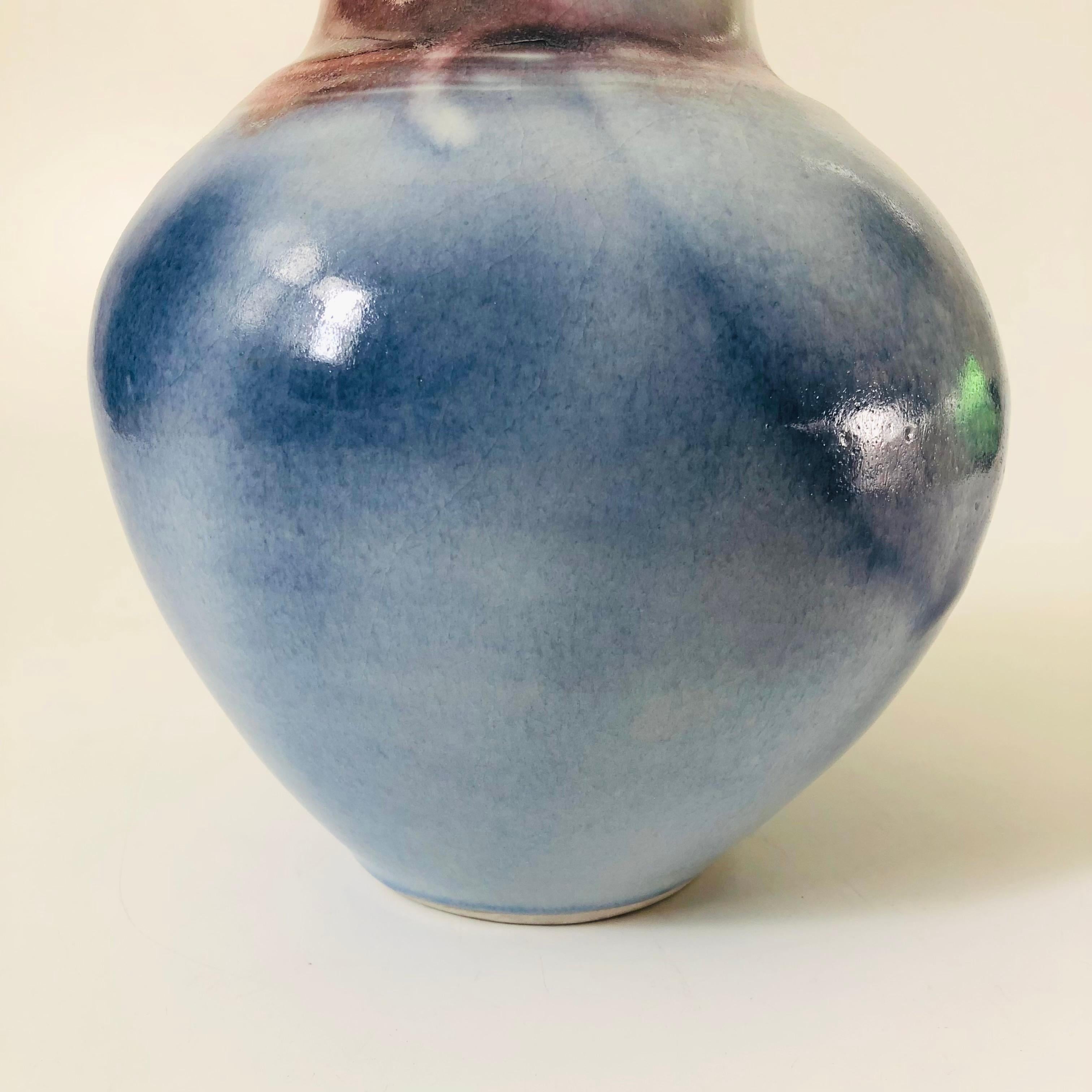 Blue and Purple Studio Pottery Vase In Good Condition For Sale In Vallejo, CA