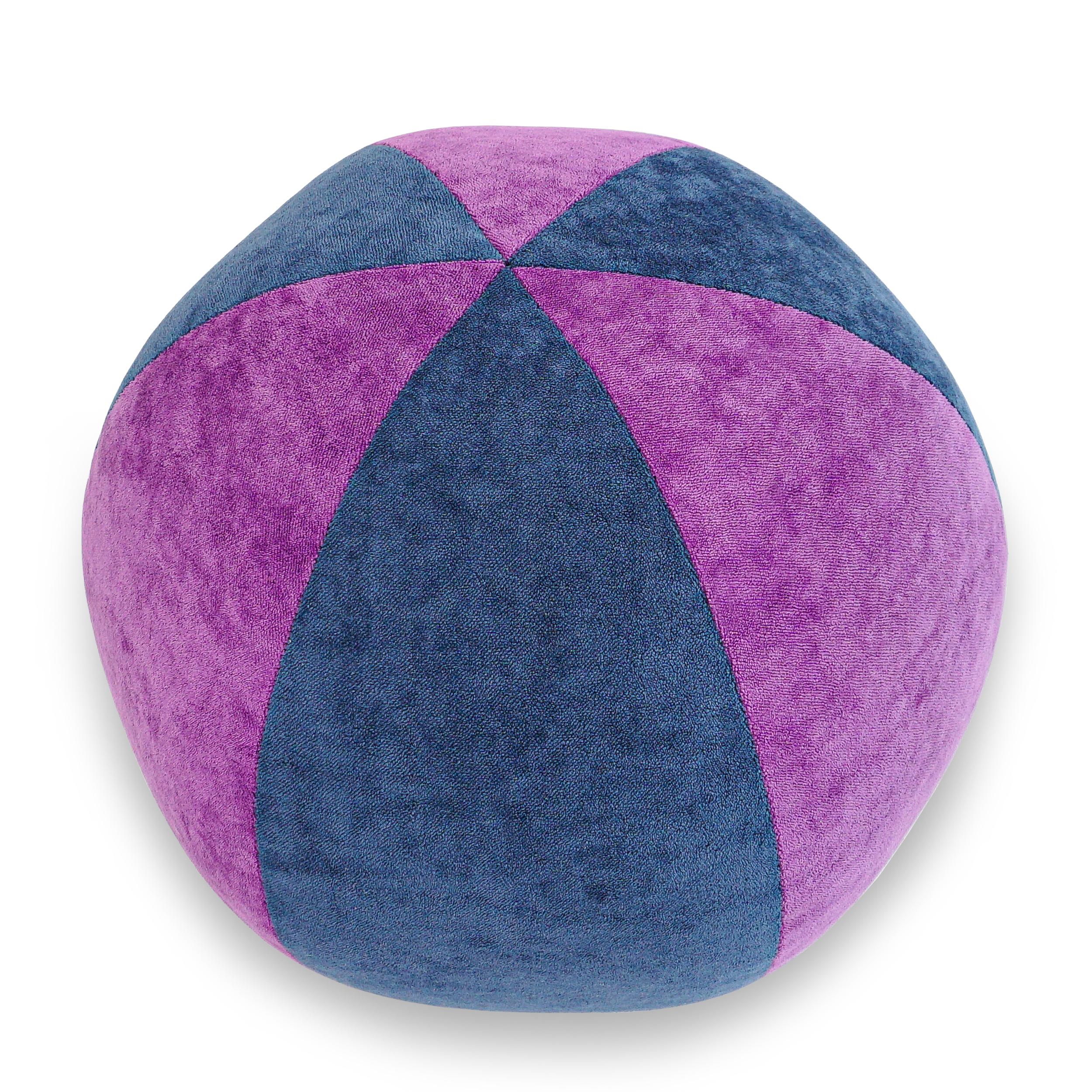Blue and Purple Velvet Ball Pillow  In New Condition For Sale In Greenwich, CT