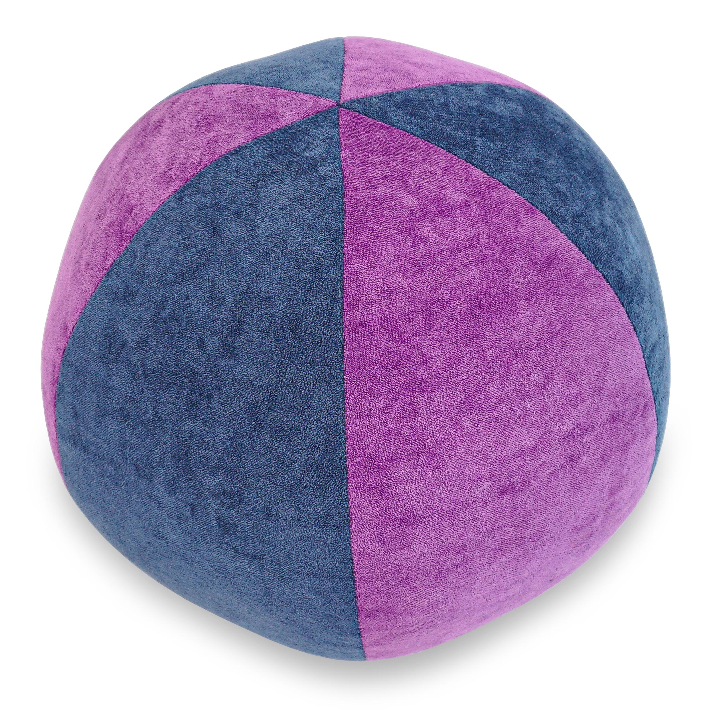 Velours Oreiller à boules en velours bleu et violet  en vente