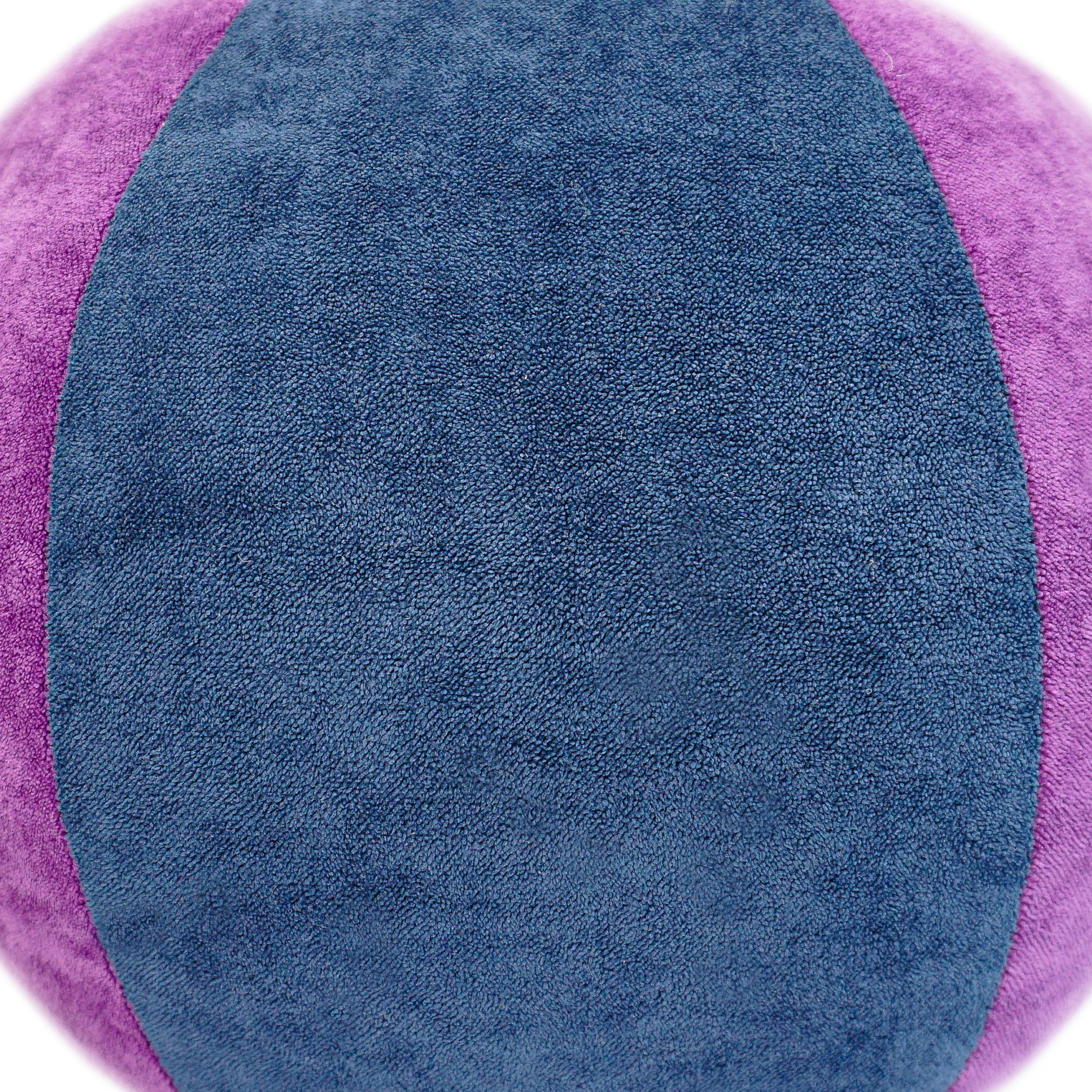 Blue and Purple Velvet Ball Pillow  For Sale 3