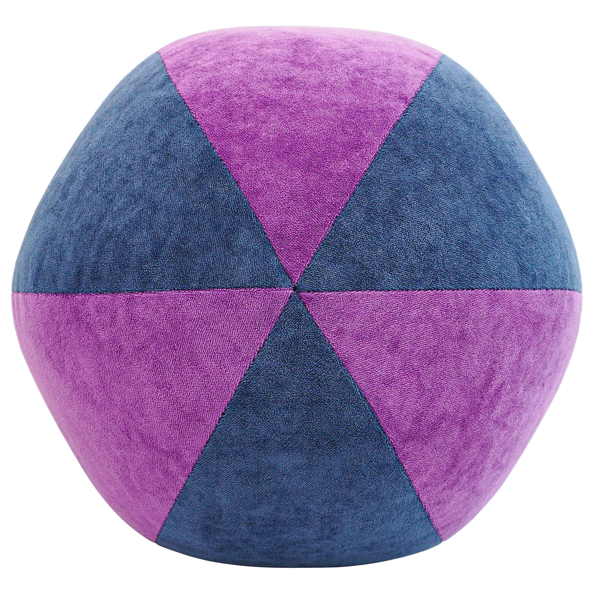 Oreiller à boules en velours bleu et violet
