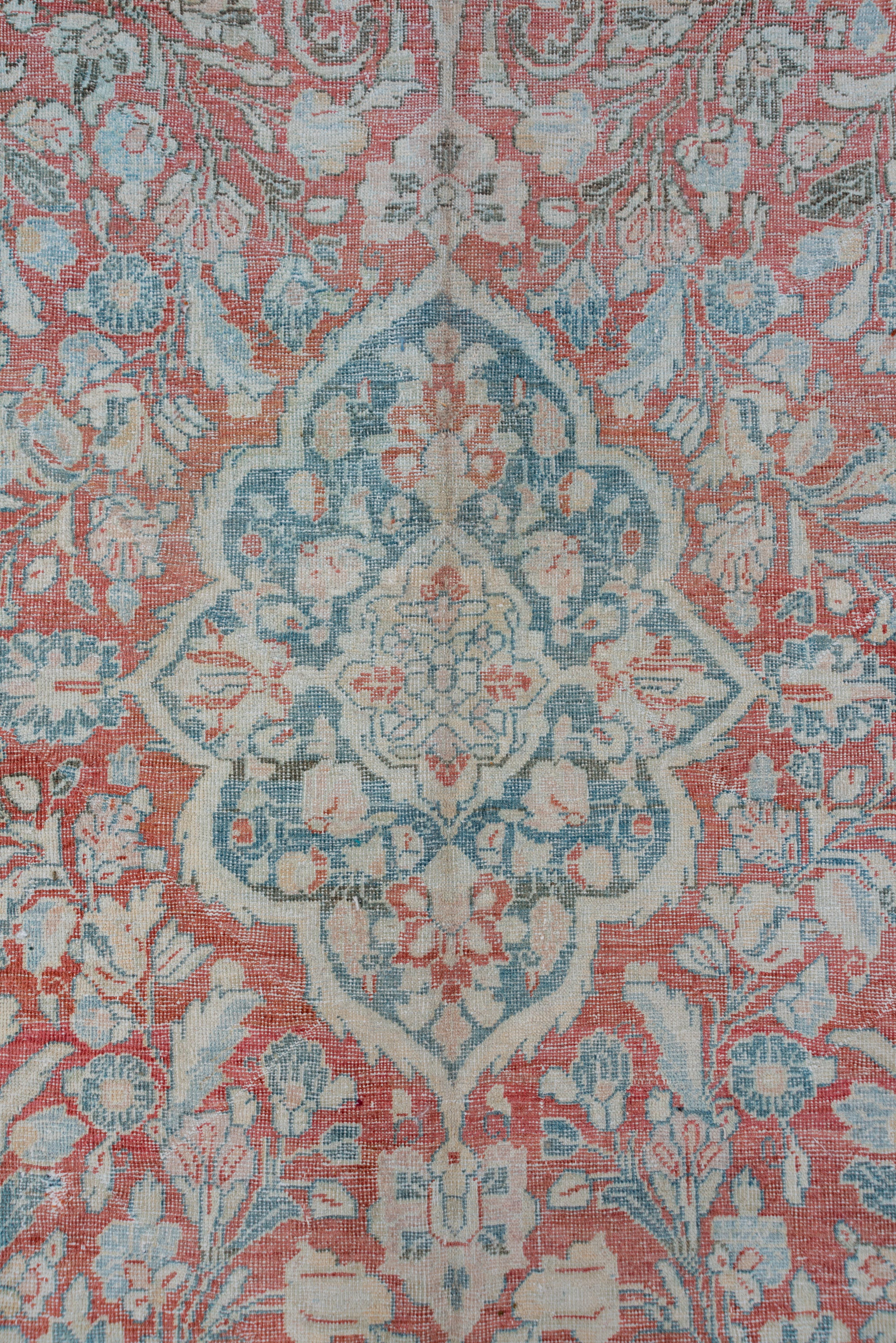 Hand-Knotted Blue and Red Antique Persian Mahal Carpet For Sale