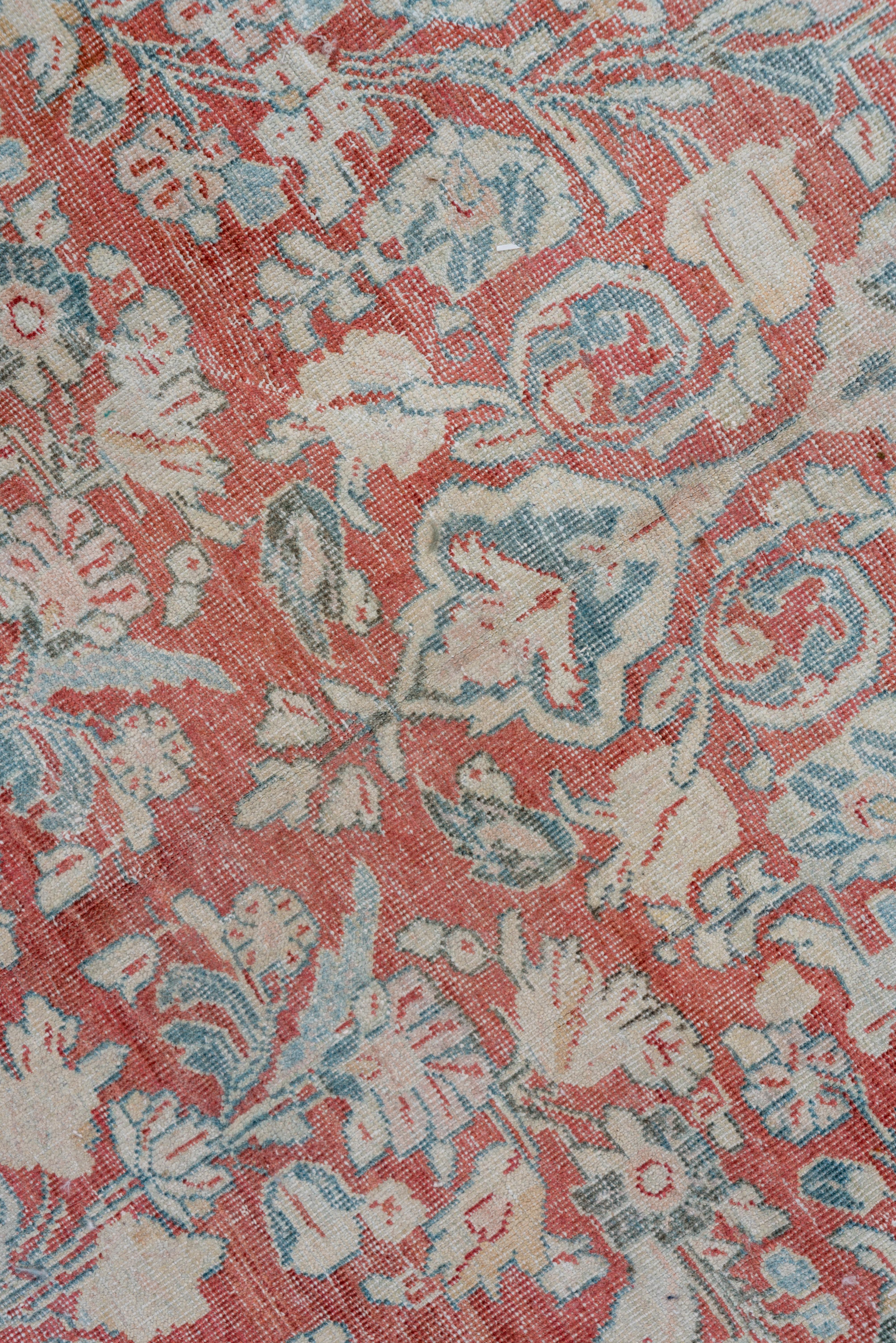 Antiker persischer Mahal-Teppich in Blau und Rot (Handgeknüpft) im Angebot