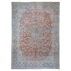 Antiker persischer Mahal-Teppich in Blau und Rot