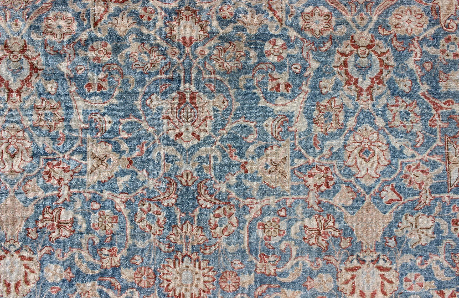 Blue and Red Antique Persian Malayer Rug with All-Over Design and Ornate Borders For Sale 4