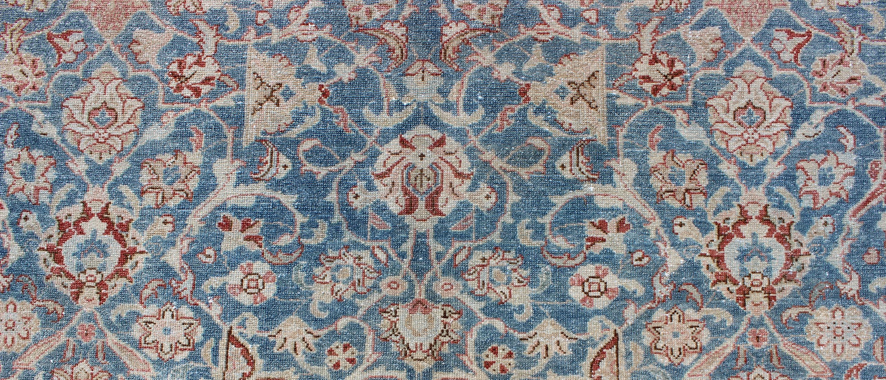 Blue and Red Antique Persian Malayer Rug with All-Over Design and Ornate Borders For Sale 2