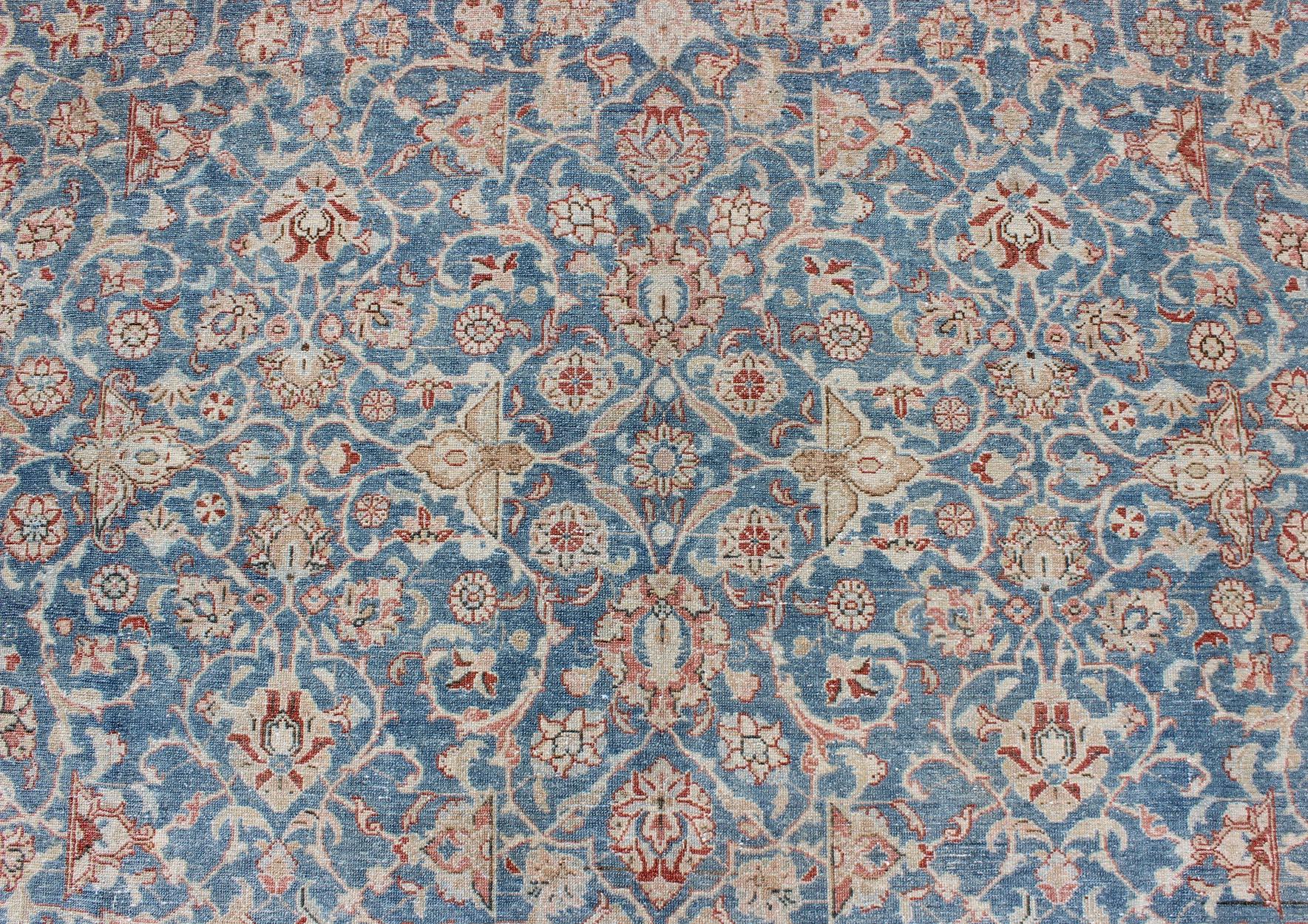 Blue and Red Antique Persian Malayer Rug with All-Over Design and Ornate Borders For Sale 3