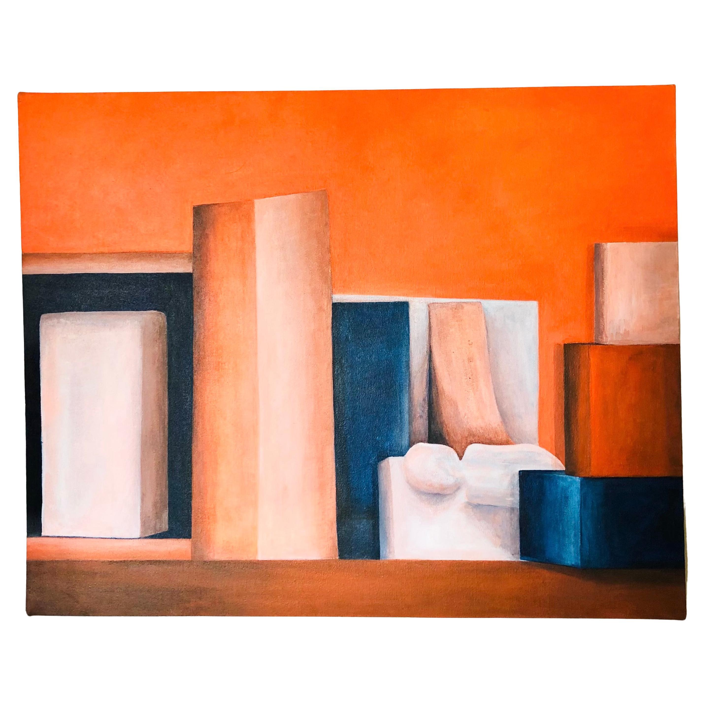 Blue and Red Still Life Oil Painting