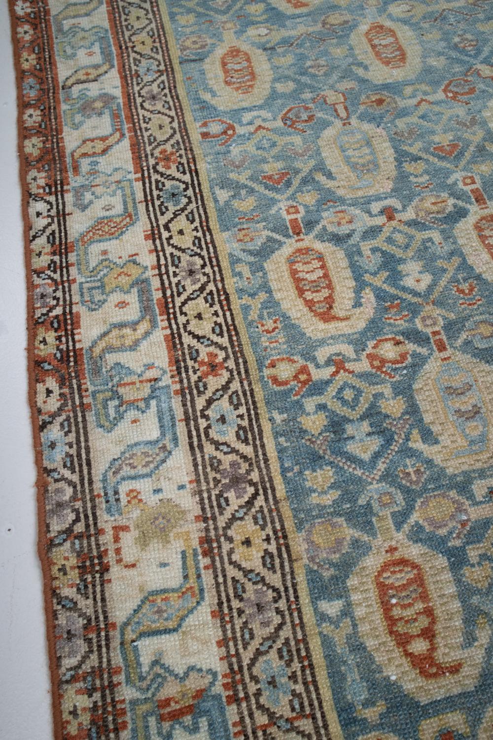 Blue and Rust Antique Persian Malayer Runner Rug In Good Condition In West Palm Beach, FL