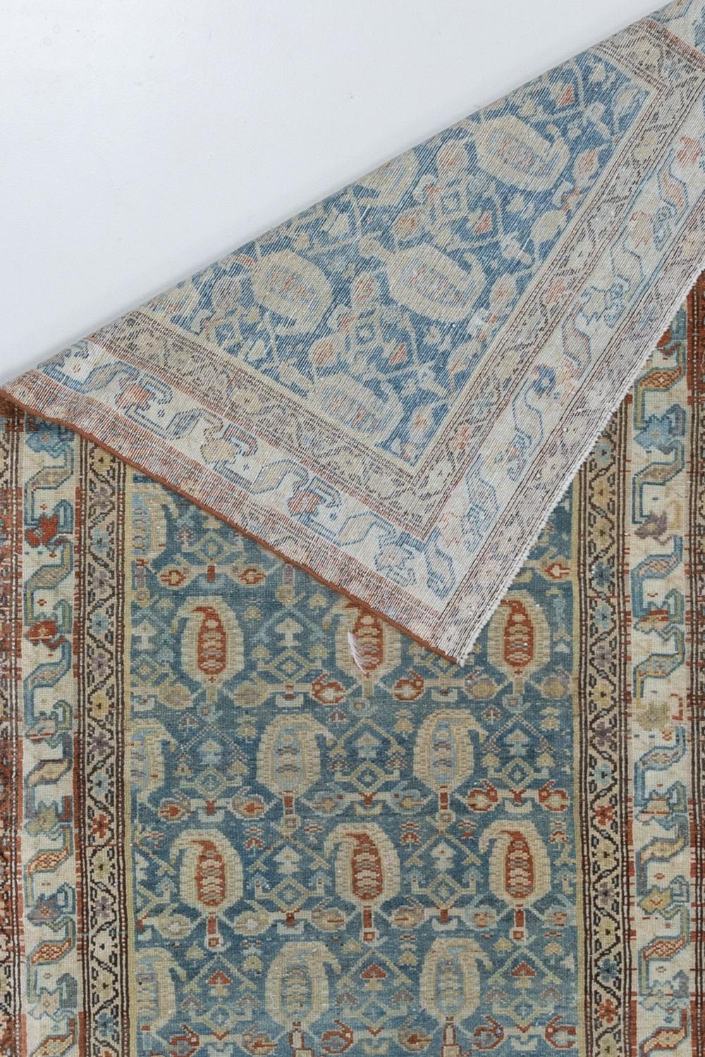 Blue and Rust Antique Persian Malayer Runner Rug 1
