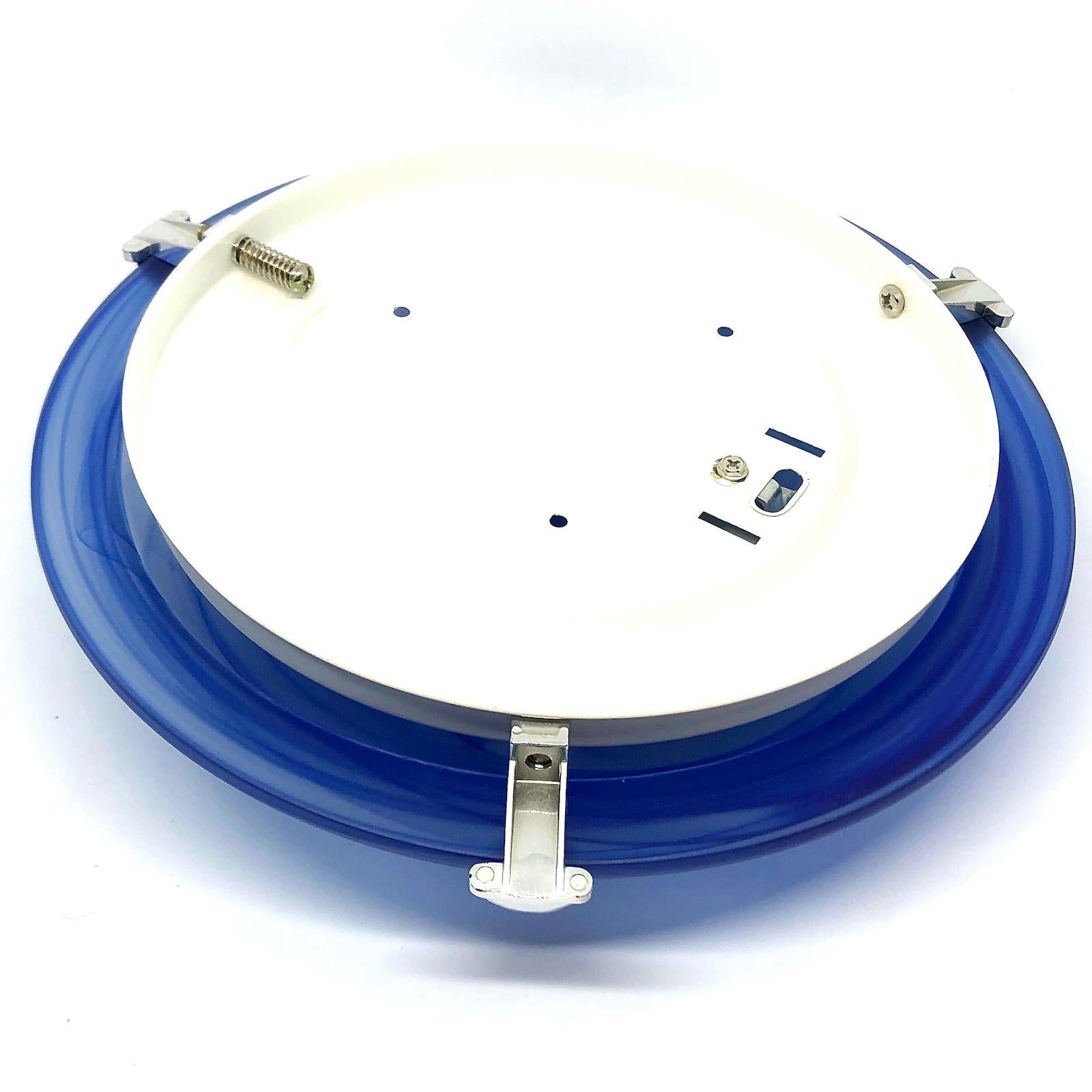 Blue and Satin Glass Flush Mount, 1980s, Italy 6