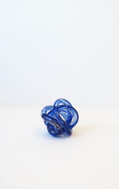 Blue and Shimmering Copper Art Glass Knot