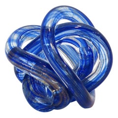 Blue and Shimmering Copper Art Glass Knot