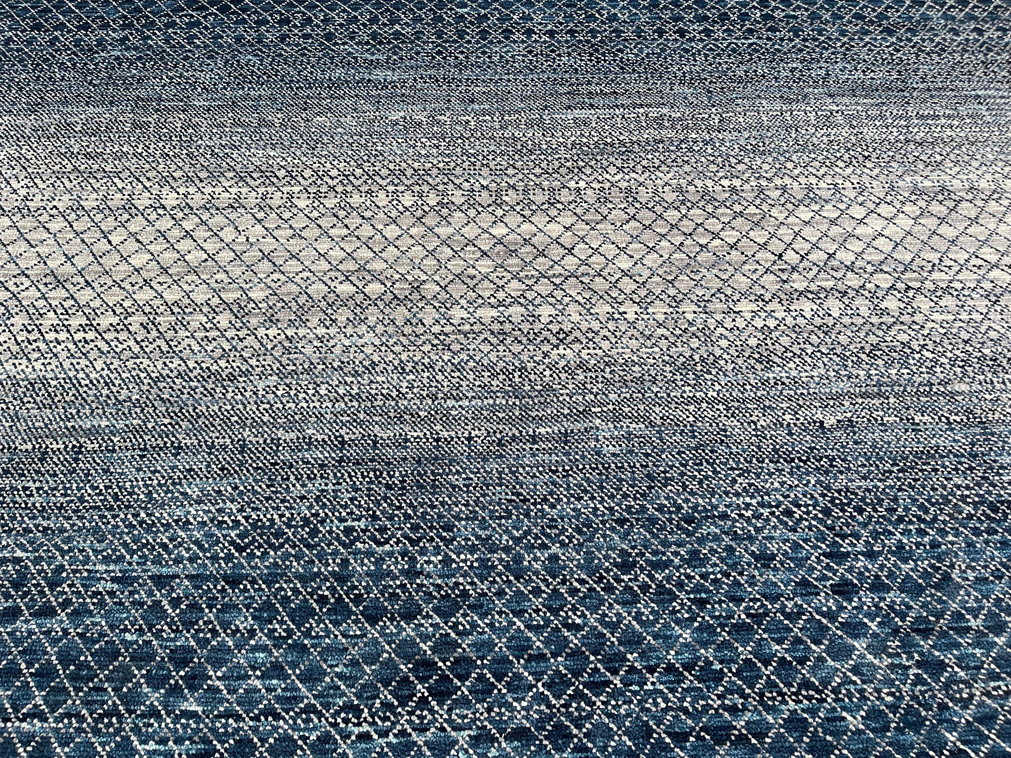 Blue and Silver Multicolored Area Rug For Sale 3