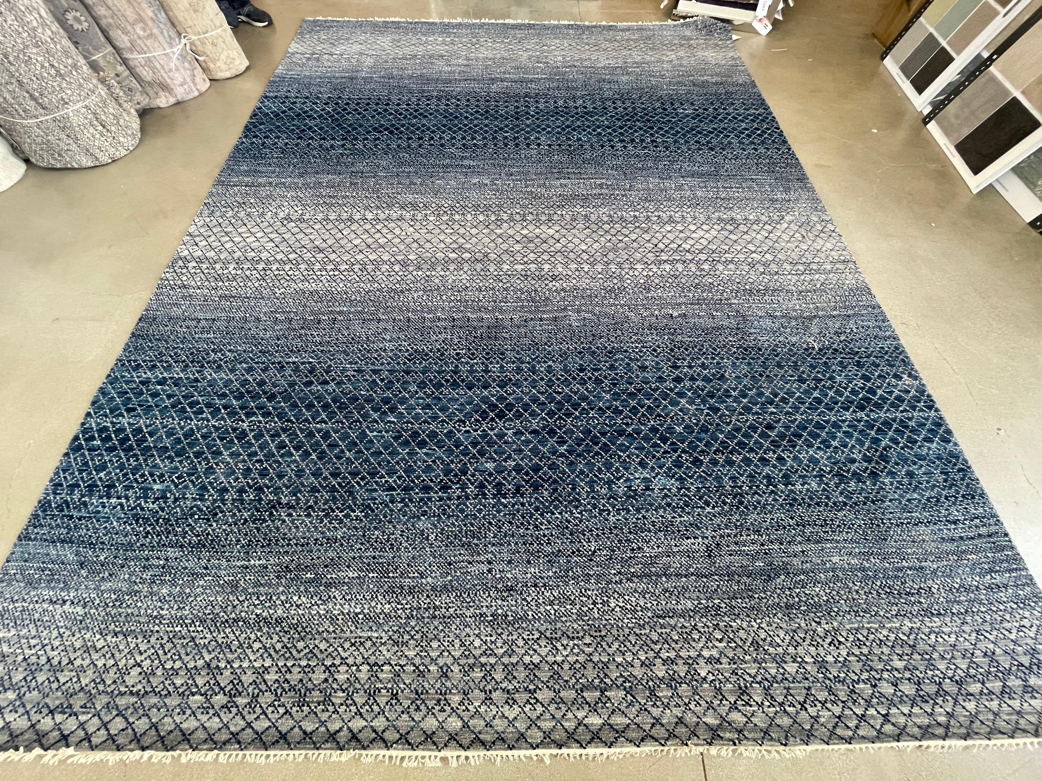 Blue and Silver Multicolored Area Rug For Sale 4