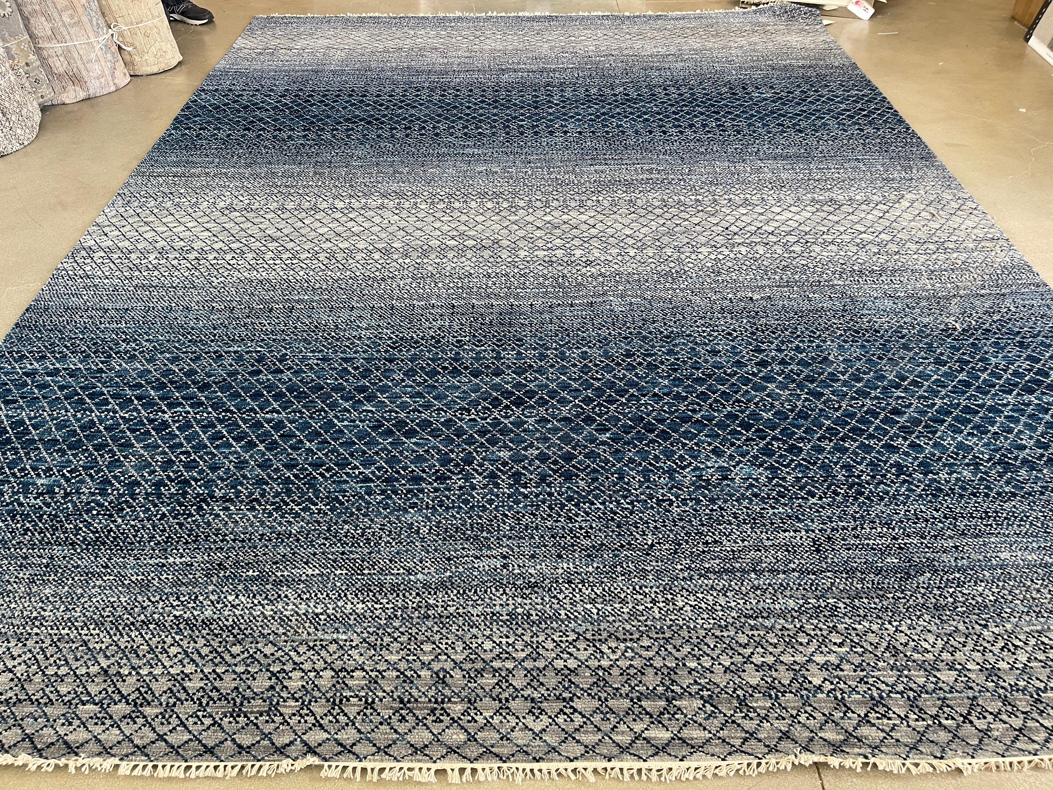 Blue and Silver Multicolored Area Rug For Sale 1