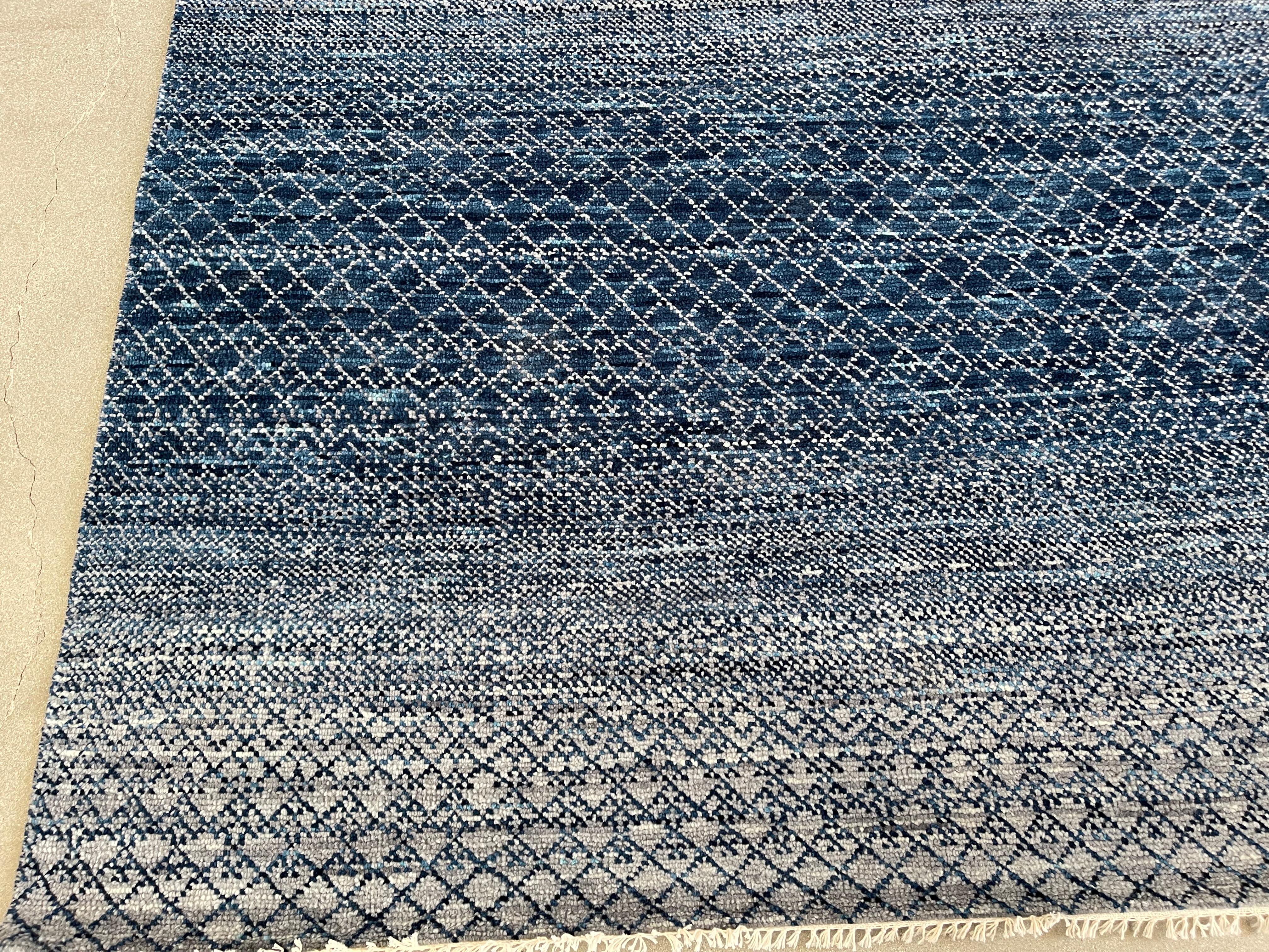 Blue and Silver Multicolored Area Rug For Sale 2