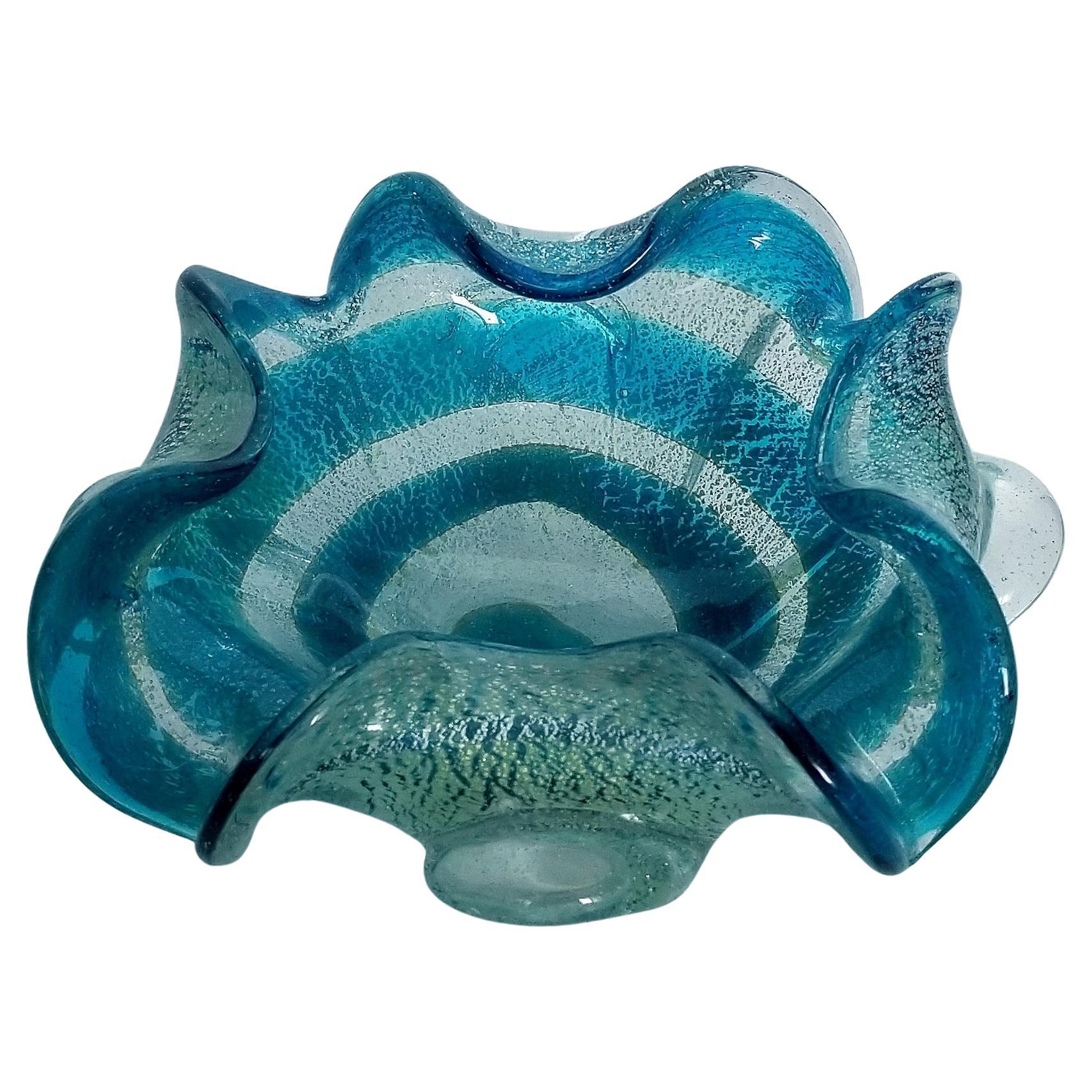 Blue and Silver Murano Glass Ashtray or Catch-all Bowl For Sale 6
