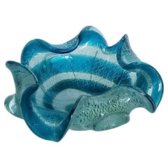 Blue and Silver Murano Glass Ashtray or Catch-all Bowl