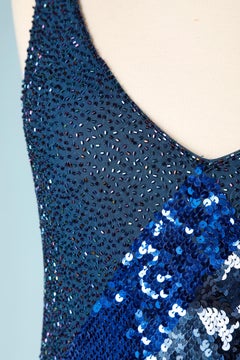 Blue and silver sequins and beads evening gown Jenny Packham