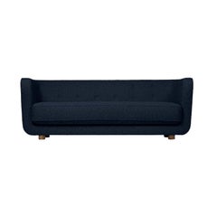 Sahco Zero Vilhelm-Sofa aus blauer und rauchfarbener Eiche von Lassen