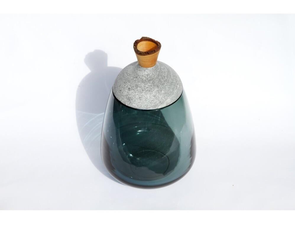 Organic Modern Blue and Soapstone Terra Stacking Vessel, Pia Wüstenberg For Sale
