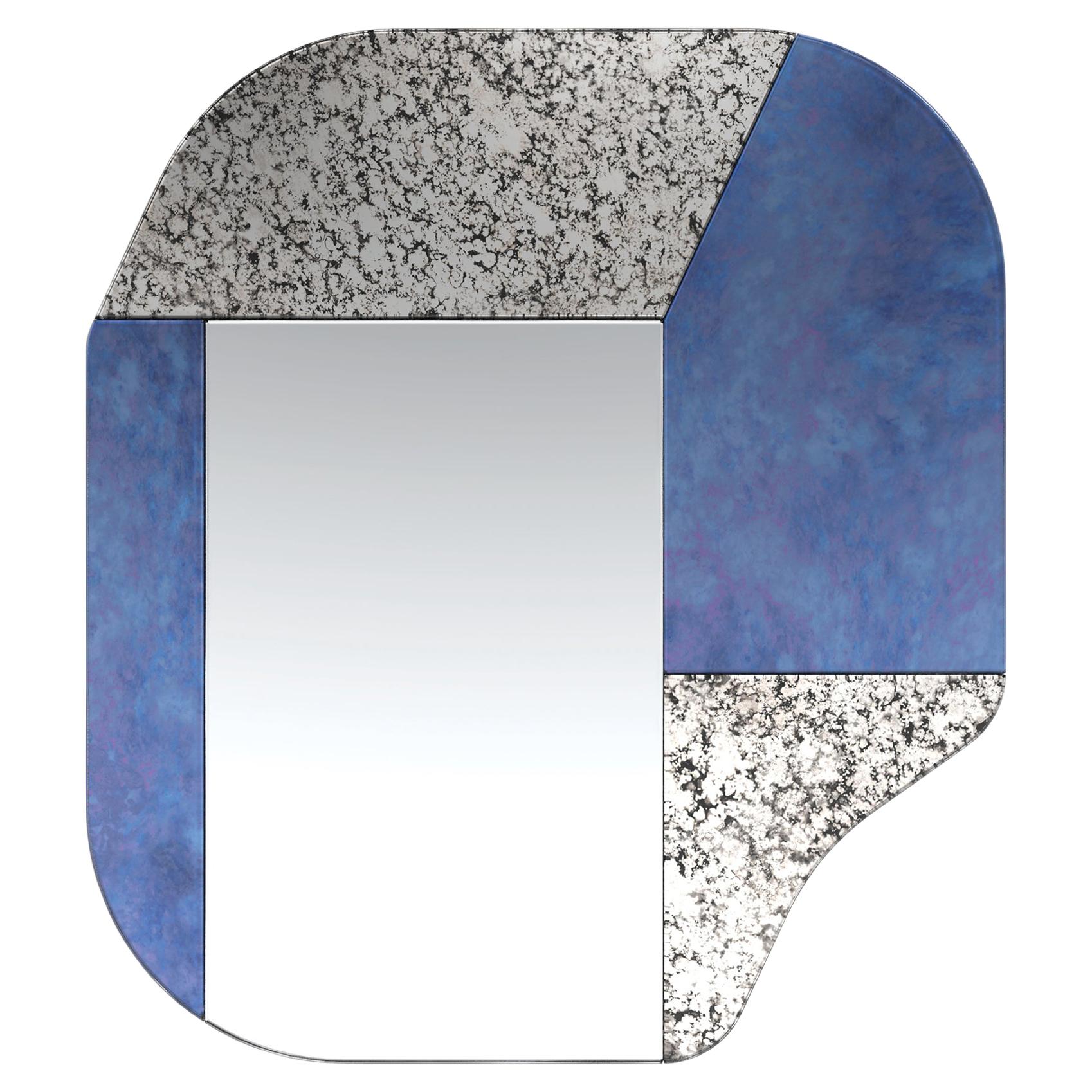 Blue and Speckled WG.C1.A Hand-Crafted Wall Mirror For Sale