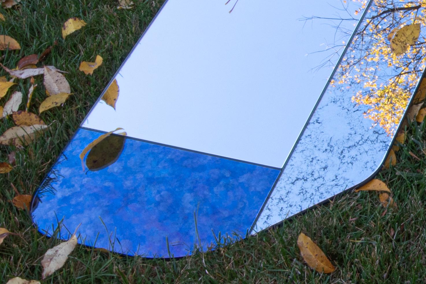 Glass Blue and Speckled WG.C1.B Hand-Crafted Wall Mirror For Sale