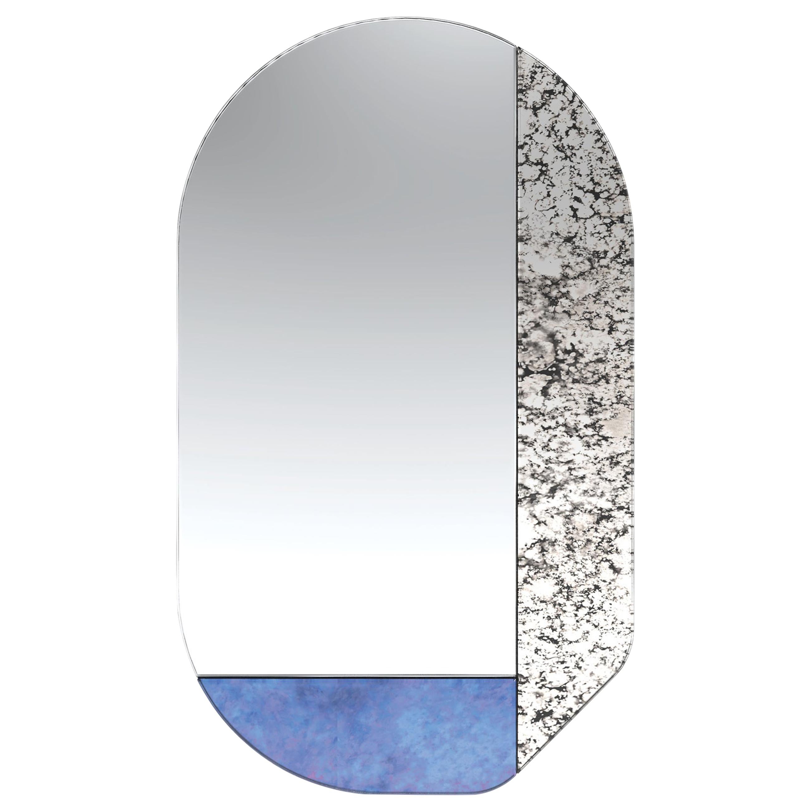 Blue and Speckled WG.C1.G Hand-Crafted Wall Mirror For Sale