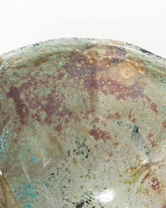 Blue and Tan Blown Glass Bowl, Baltic Seas, c. 1980
