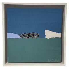 Collage bleu et turquoise d'Isabelle Bouteillet, France, Contemporary