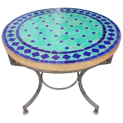 Blue And Turquoise Moroccan Mosaic Side Table = Mar 2