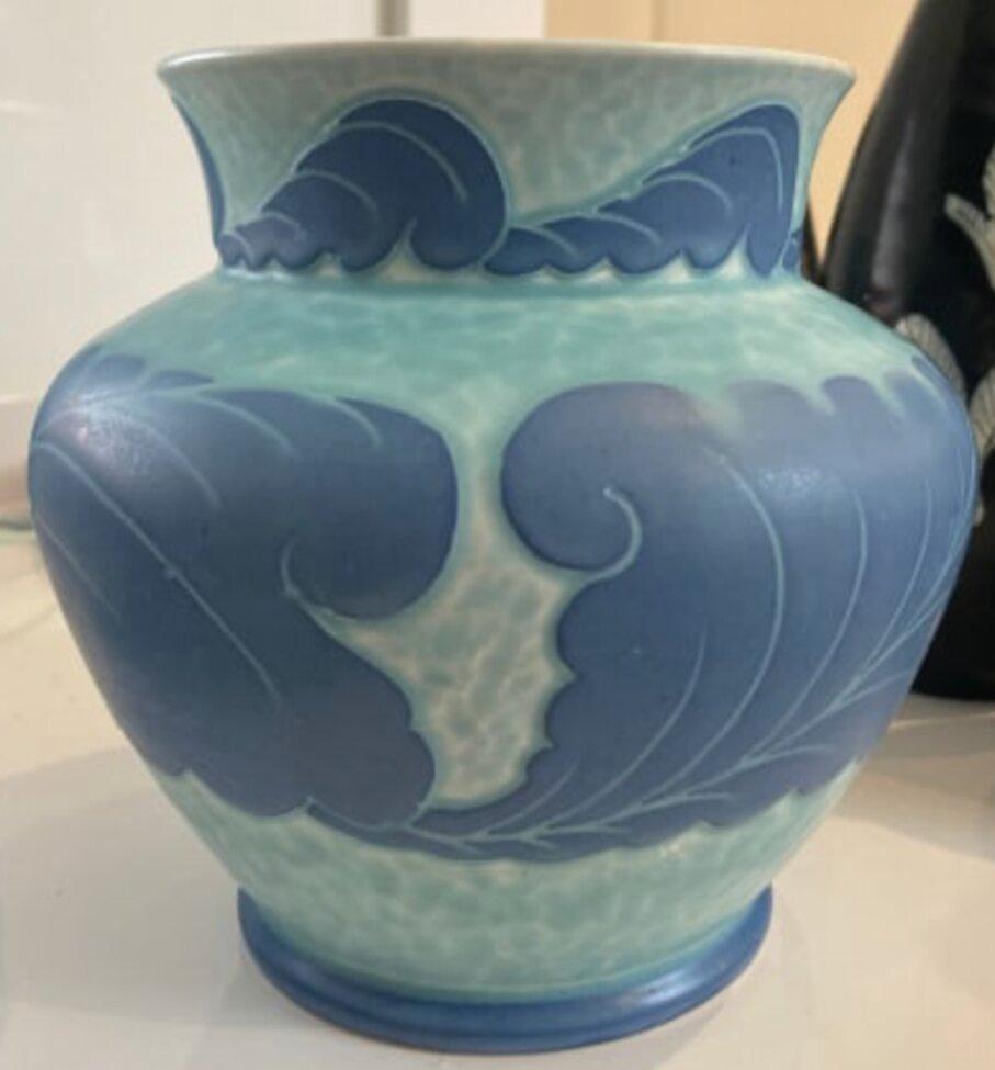 Svedese Vaso blu e turchese con firma di Josef Ekberg in vendita