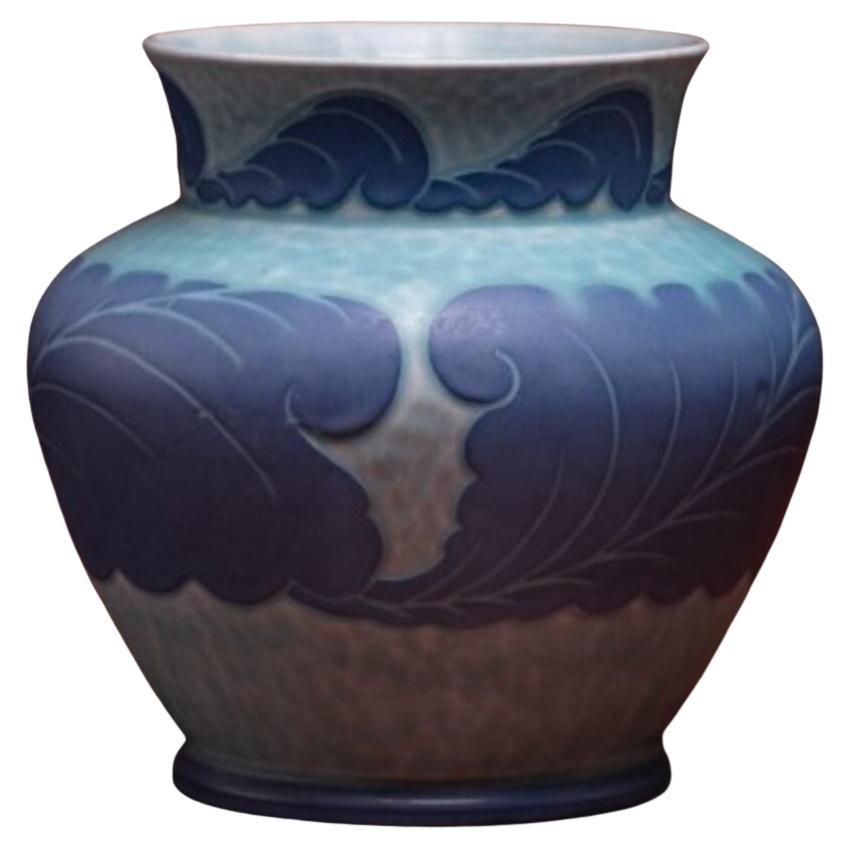 Blaue und türkisfarbene Vase mit Signatur von Josef Ekberg