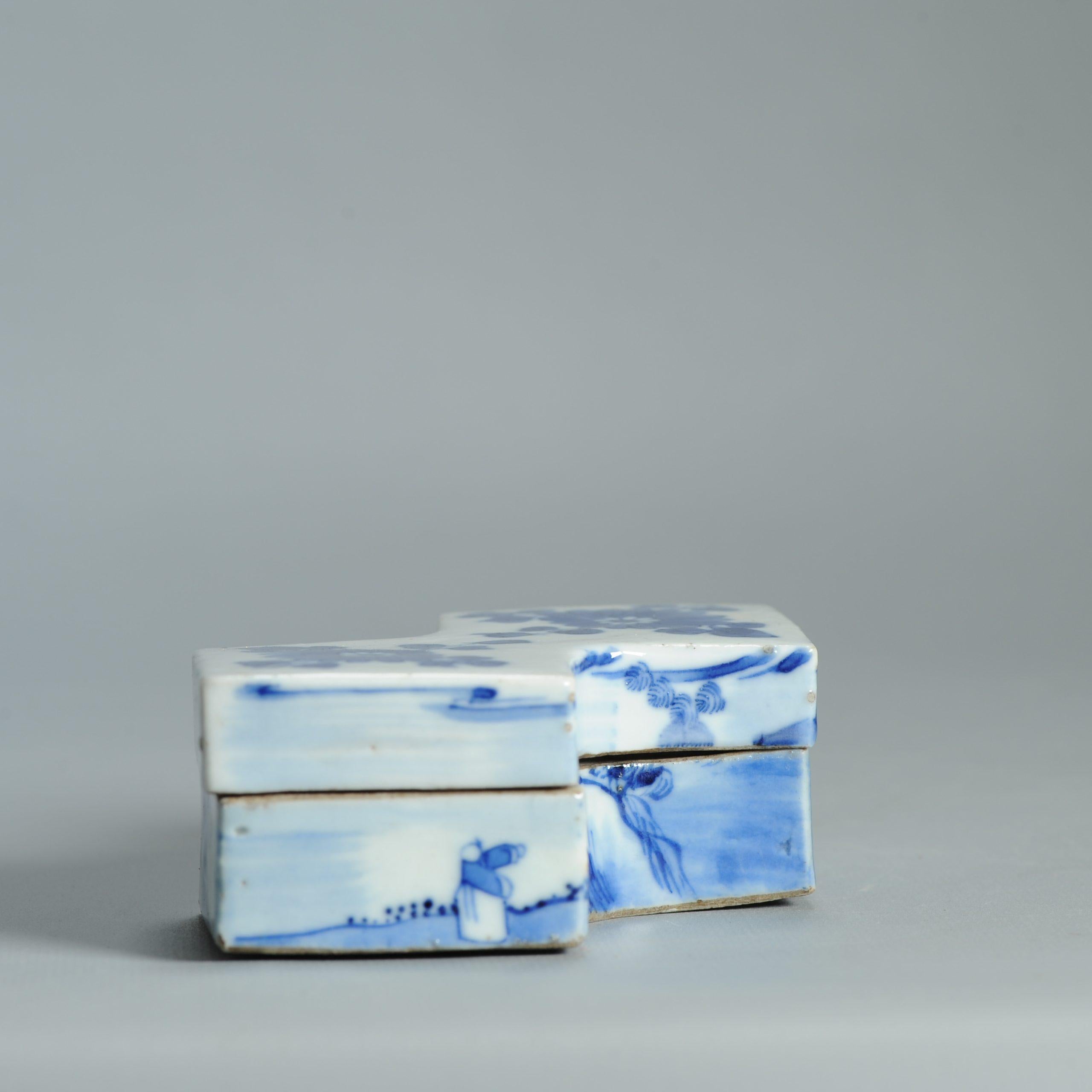 Porcellana cinese antica del 17° secolo in blu e bianco Periodo di transizione o primi Qing in vendita 10