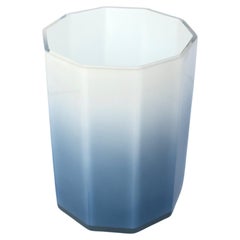 Blue and White Acrylic Wastebasket or Trash Can