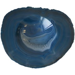 Blue and White Agate Onyx Vessel Bowl or Decorative Object