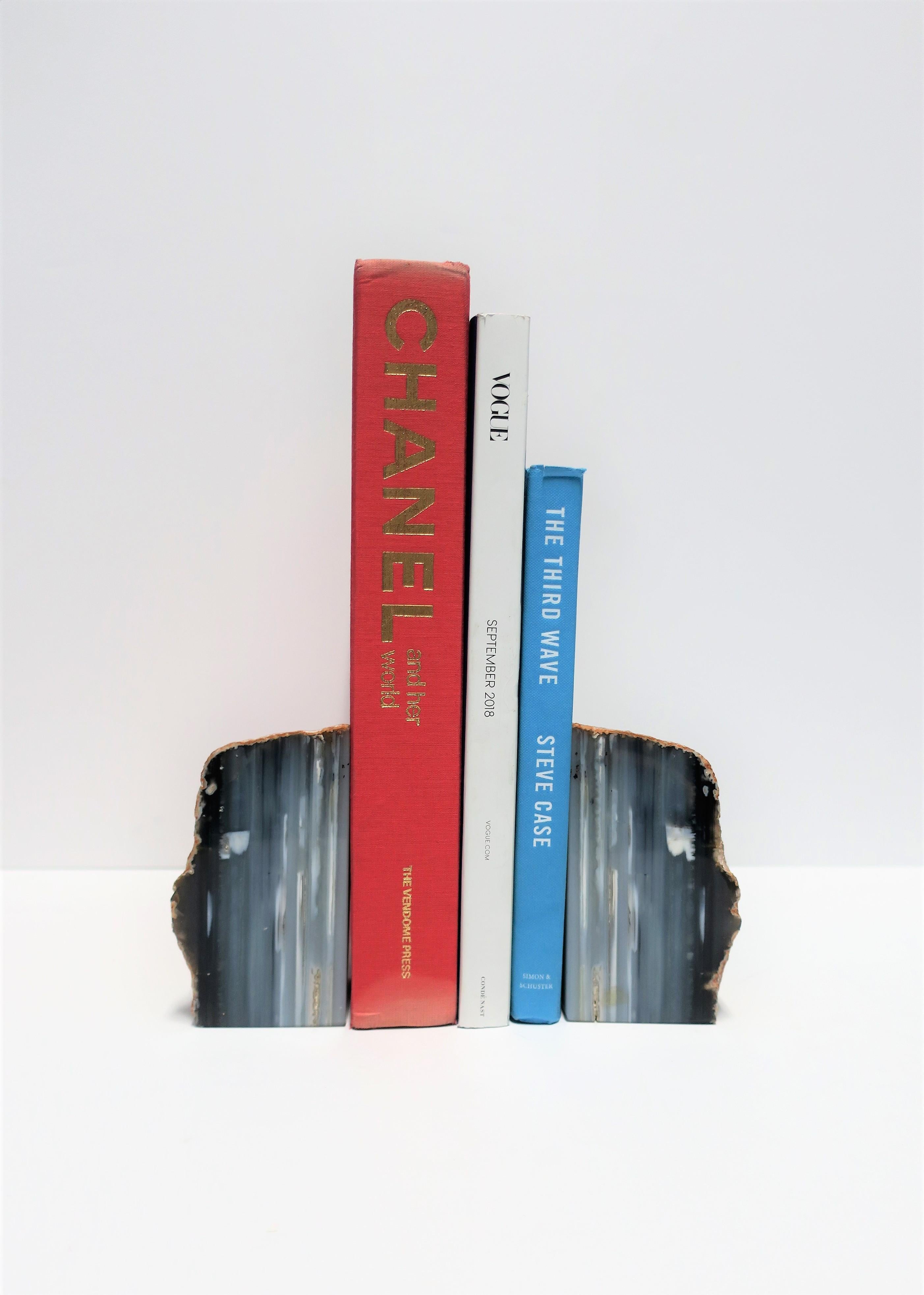 blue and white bookends