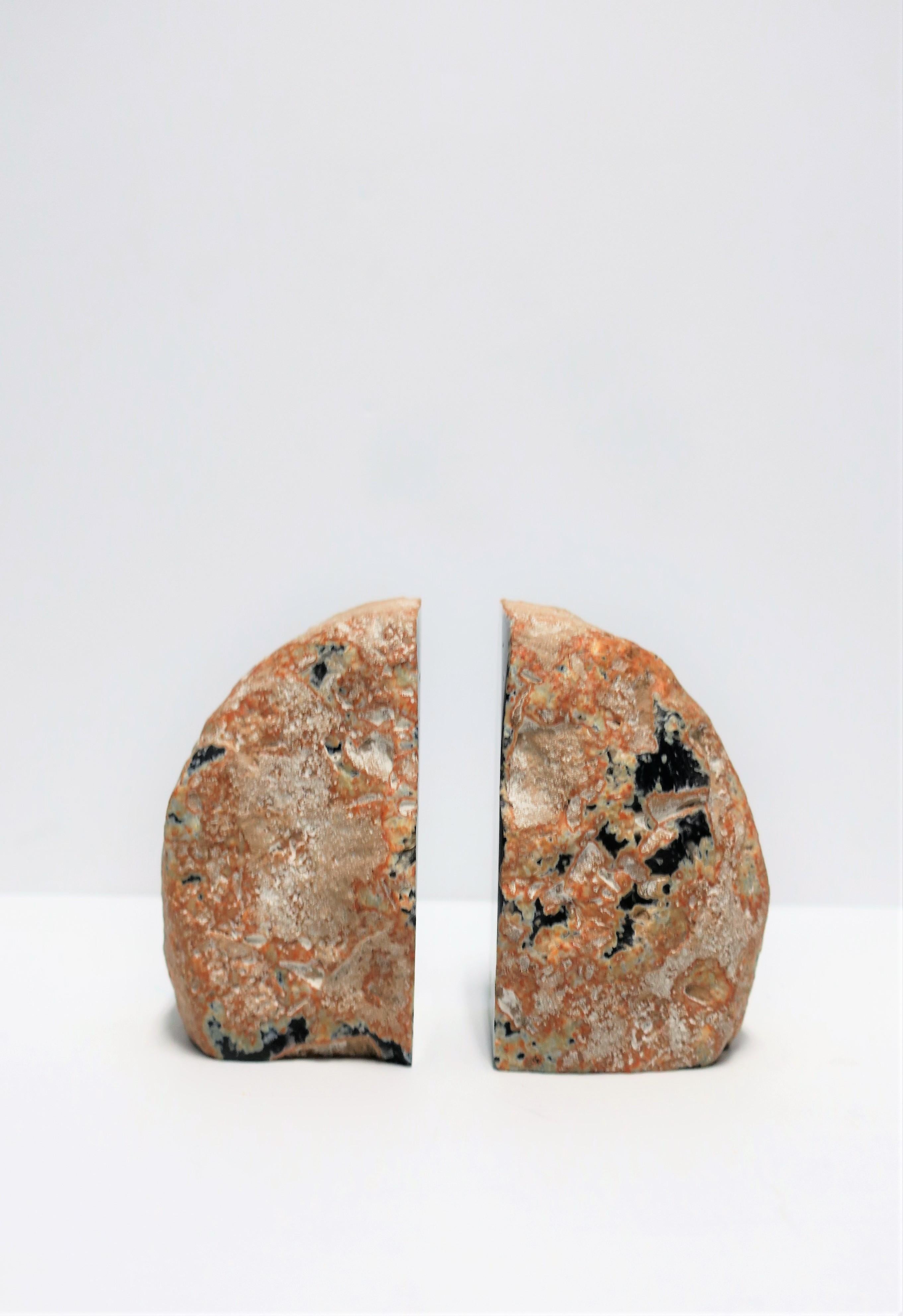 20th Century Blue and White Agate Bookends, Pair