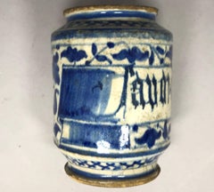 Jarrón Albarello Azul y Blanco