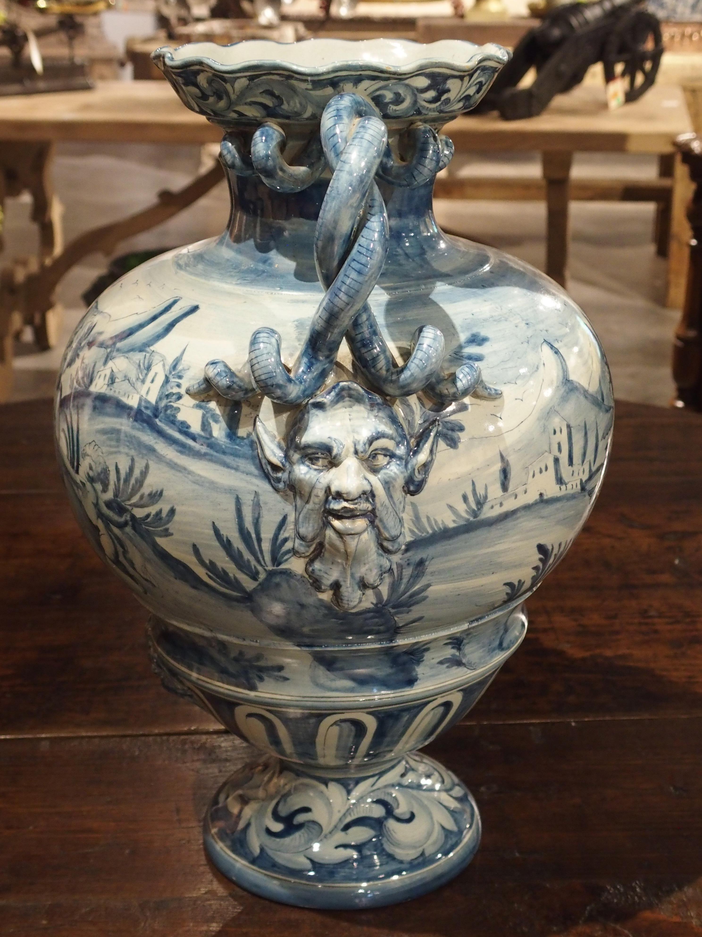 Blaue und weiße Albisola Savona Vase:: Mitte des 20 3